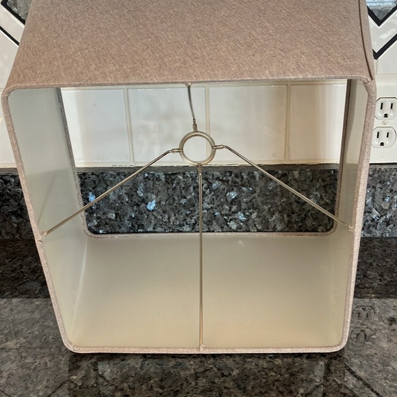 Large Square Gray Cloth Covered Lampshade, 11” Square Top x 24” Square Bottom - Picture 2 of 10